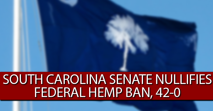 South Carolina senate nullifies federal hemp ban, 42-0