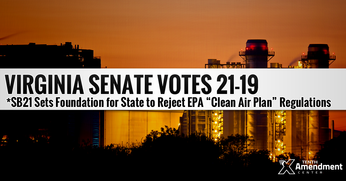 Virginia Senate Passes Bill Setting Foundation to Reject EPA Clean Power Plan