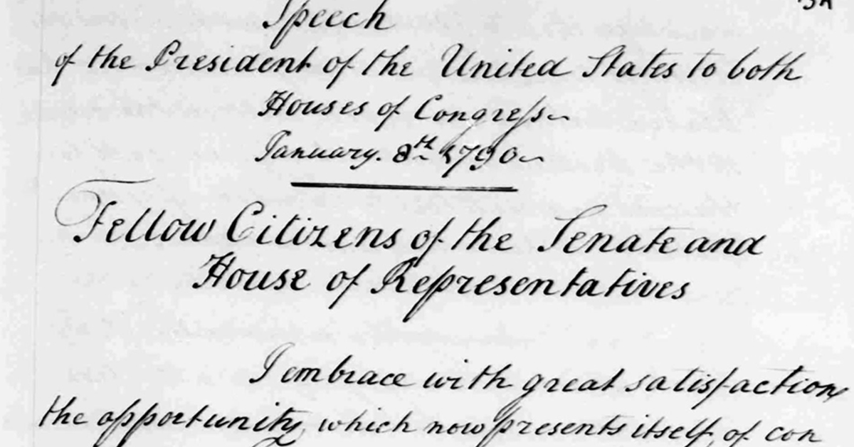 Today in History: President Washington Delivers the First Annual Address to Congress