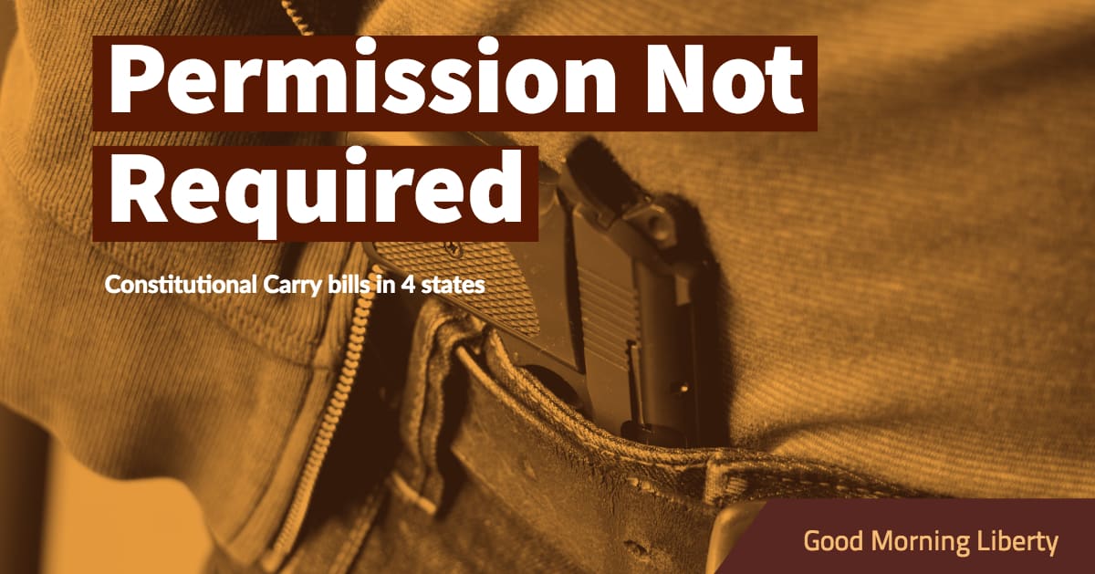 "Constitutional Carry" bills introduced in 4 states: Good Morning Liberty 01-07-19