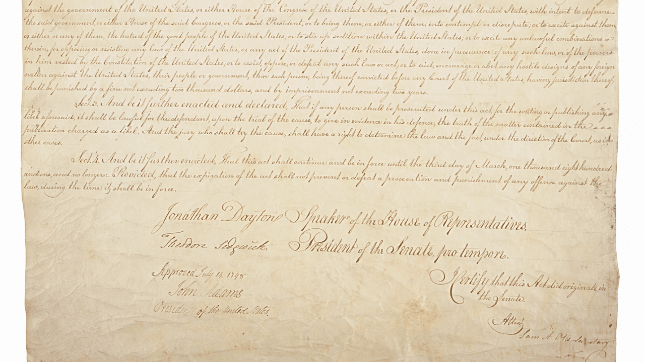 Today in History: John Adams Signs the Sedition Act