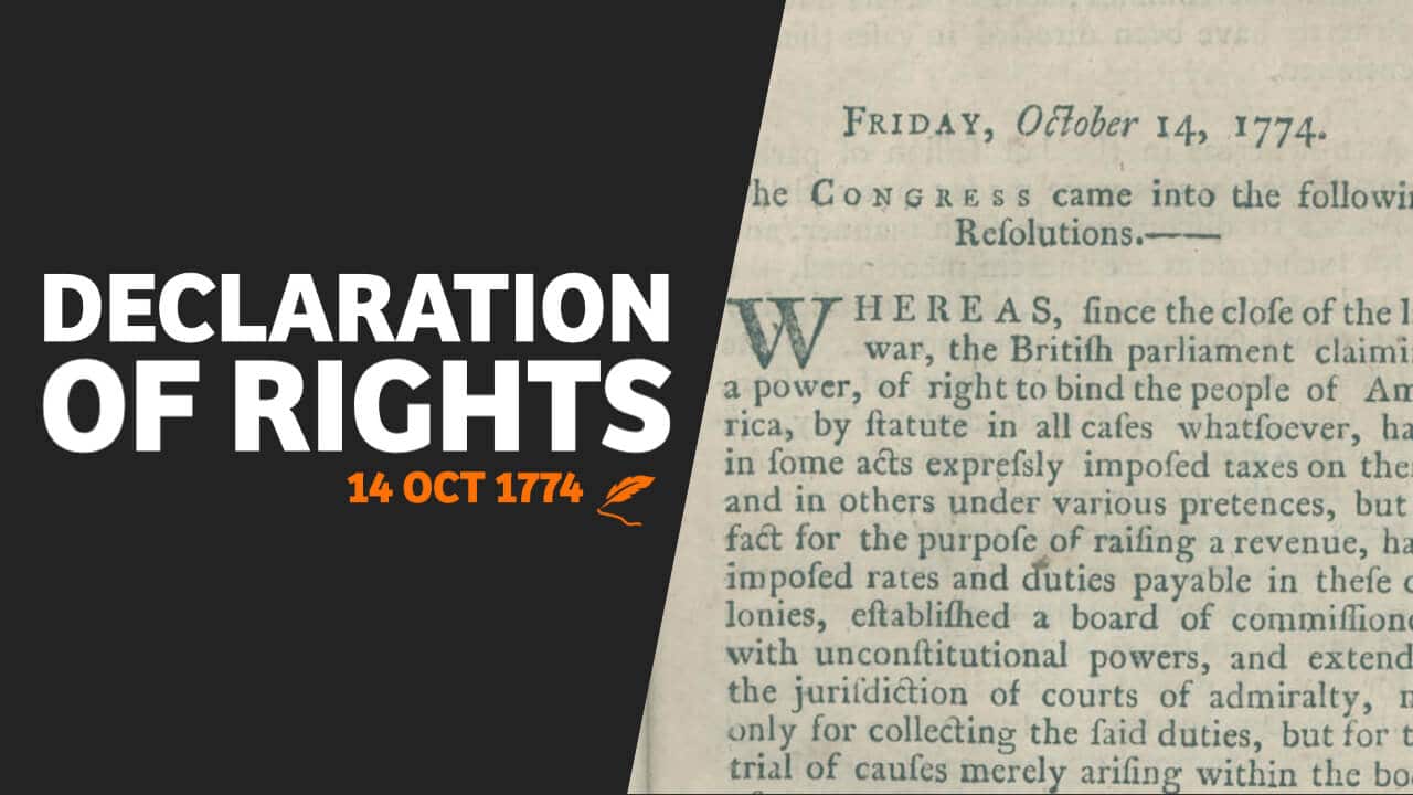 An Early Bill of Rights: Declaration and Resolves of the First Continental Congress