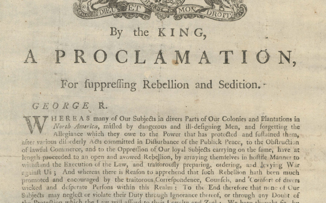 Today in History: King George Declares Colonies “In Rebellion”